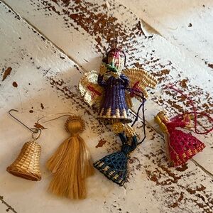 Vintage Woven Mexican Straw Ornaments